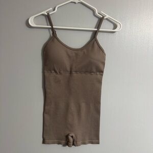 ANWND Womens Tan Ribbed Bodysuit Size Small